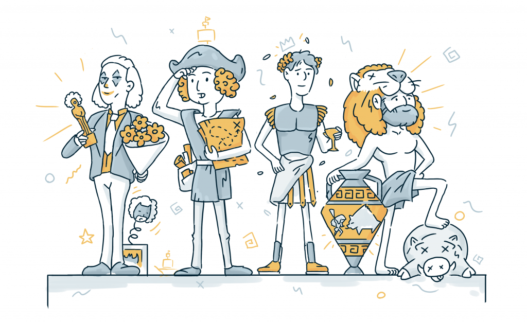 Joker, Columbus, Caesar and Hercules